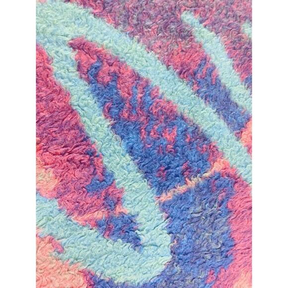 Biederlack Retro 90s Design Reversible Blanket Geometric Purple Teal Jazz Swirl - Picture 4 of 10